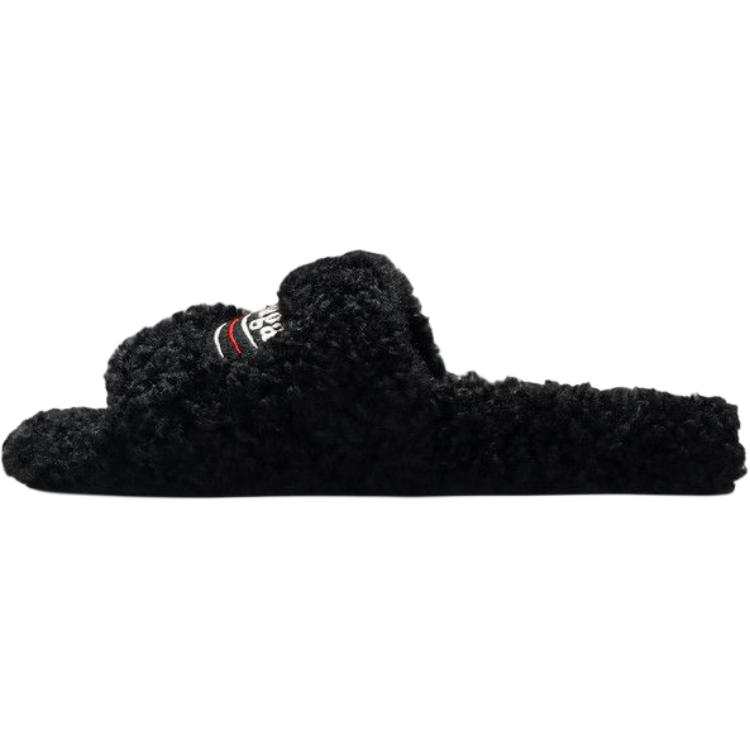 Balenciaga Furry Slide Slippers Women's Black
