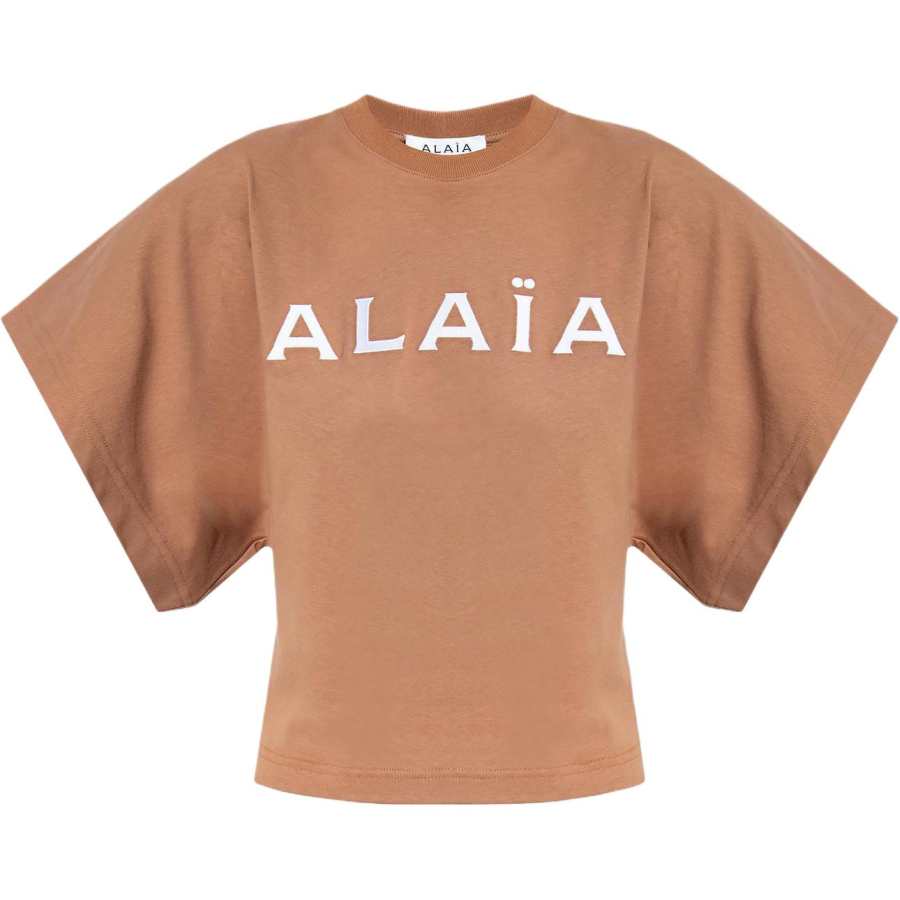 Alaia Logo embroidered Cropped Cotton T shirt