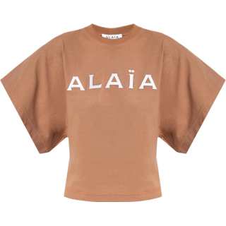 Alaia Logo embroidered Cropped Cotton T shirt