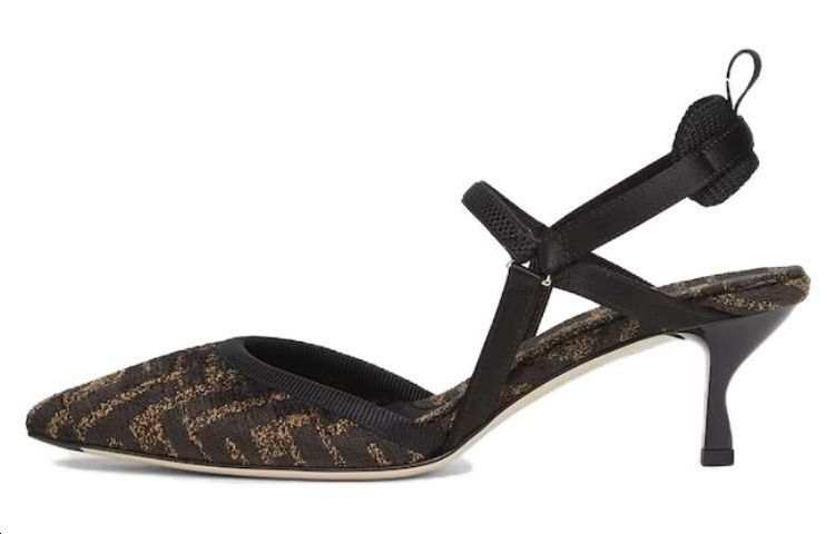 FENDI FENDI Monogram Jacquard Slingback Pumps