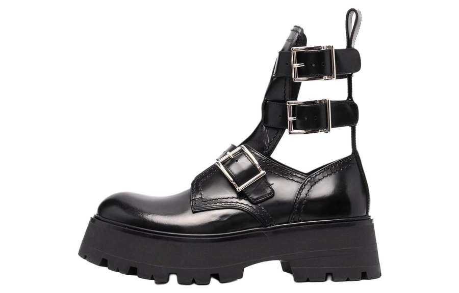Alexander McQueen Buckled Ankle Boot Black Women's