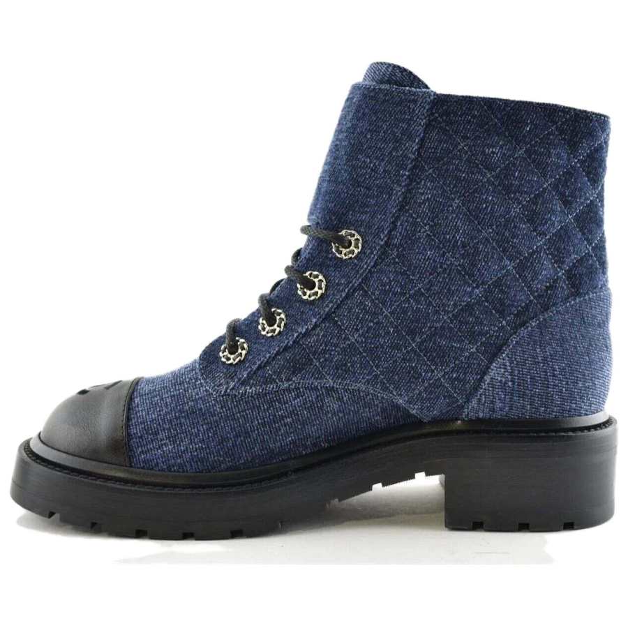 CHANEL CHANEL Ankle Boots Women's Blue Black