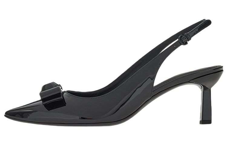 FERRAGAMO Vara Patent Leather Slim Heel High Heels 5.5cm Women's Black