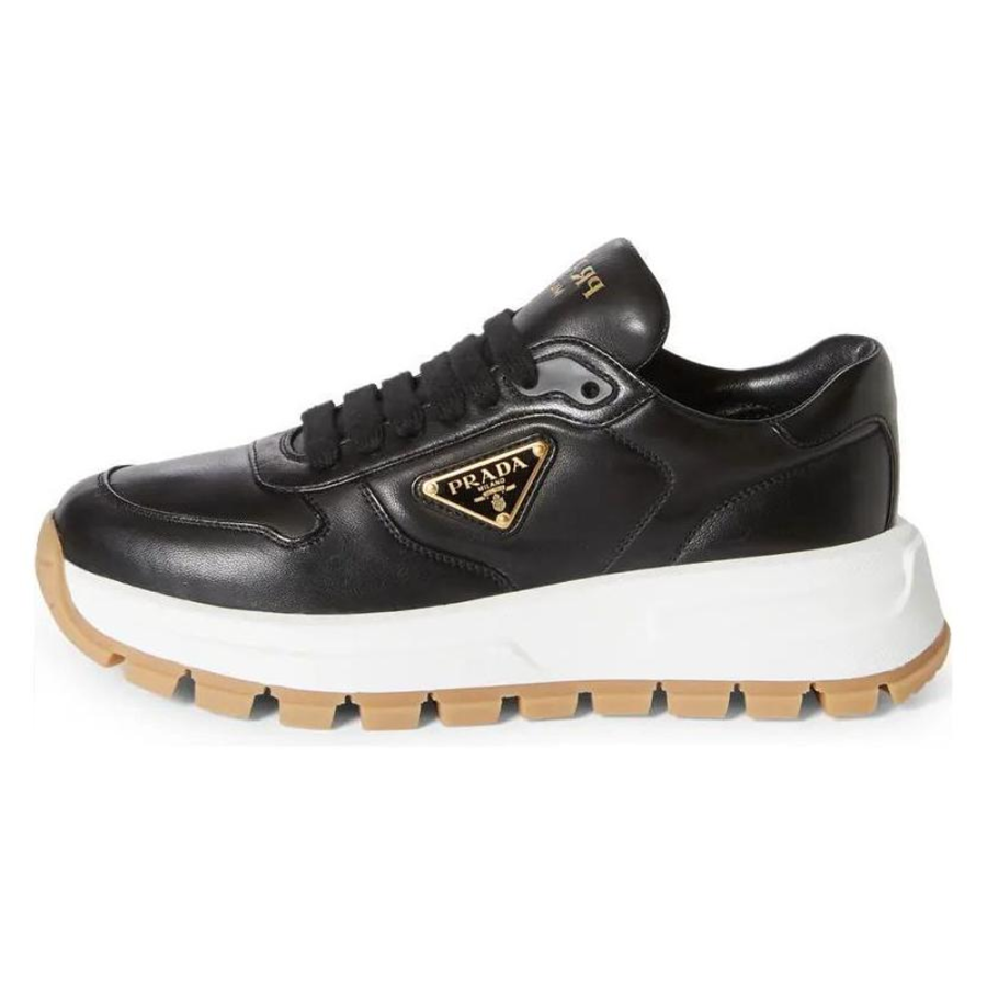 PRADA PRADA Triangle-logo Leather Sneakers
