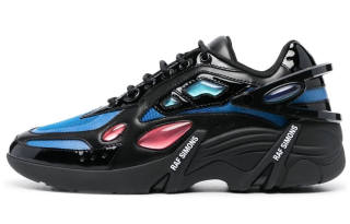 RAF SIMONS Cyclon 21 Mesh, Leather Low top Sports Casual Shoes Men's Black Blue
