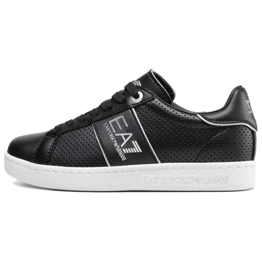 EMPORIO ARMANI EA7 Leather Low top Skateboard Shoes Men's Black