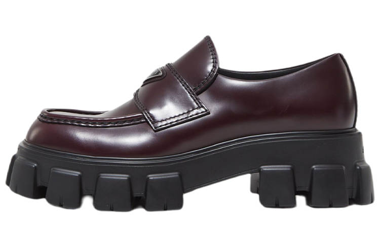 PRADA PRADA Monolith Loafers Casual Shoes Men's Red Brown