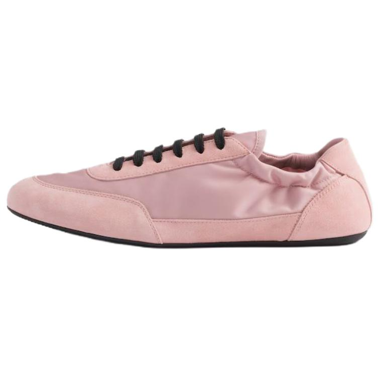 PRADA Re Nylon Collapse Suede Low top Casual Shoes Women's Peach Pink