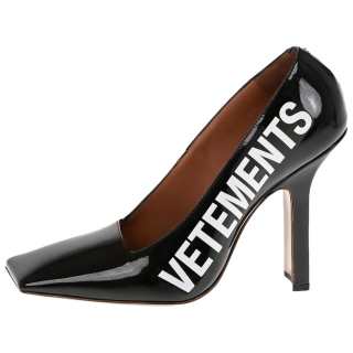 Vetements Leather Chunky Heel High Heels Women's Black