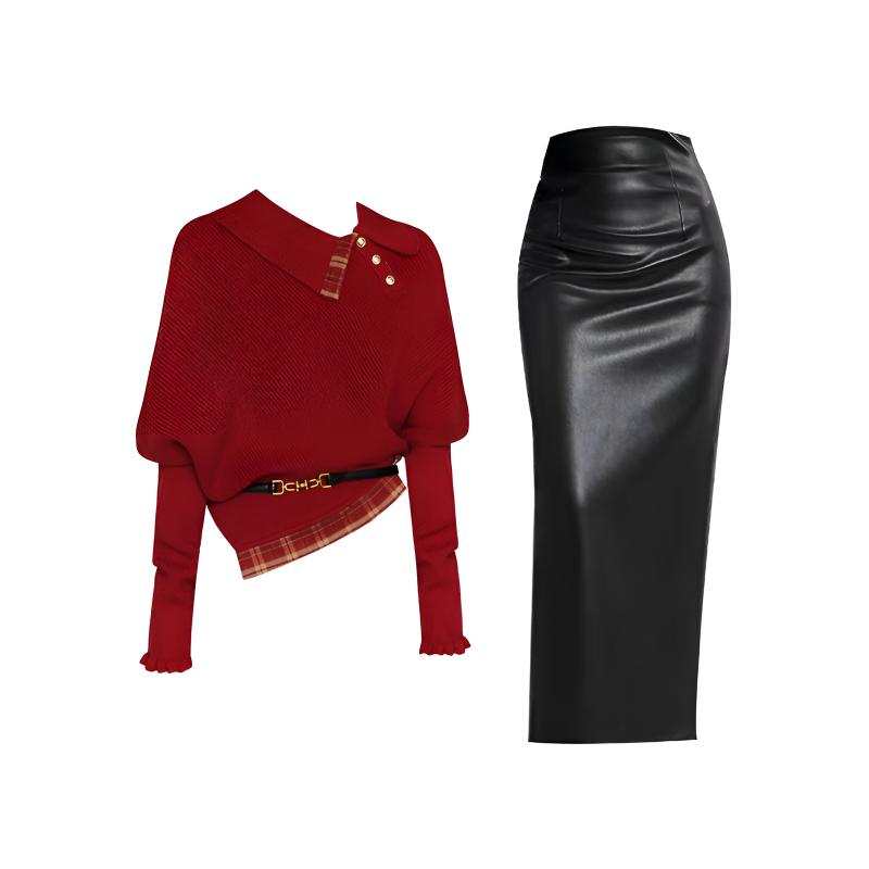 MARIE·COCO Two Piece Skirt Sets Women's Half Turtleneck Moderate Long