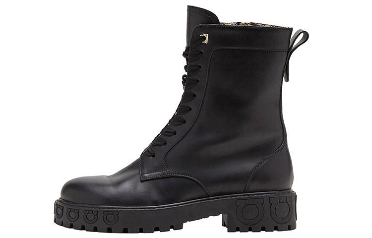 Ferragamo FERRAGAMO Gancini Cow Split Leather Ankle Boots Women's