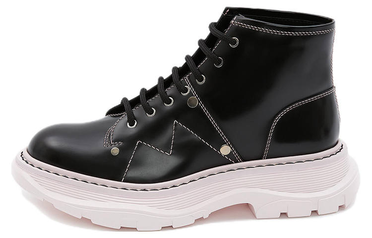 Alexander McQueen Tread Lace Up Boot Black Pink Women's
