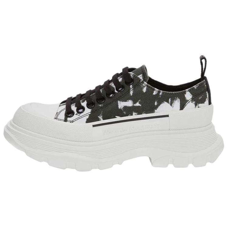 Alexander McQueen Tread Slick Low Lace Up White Black Women's