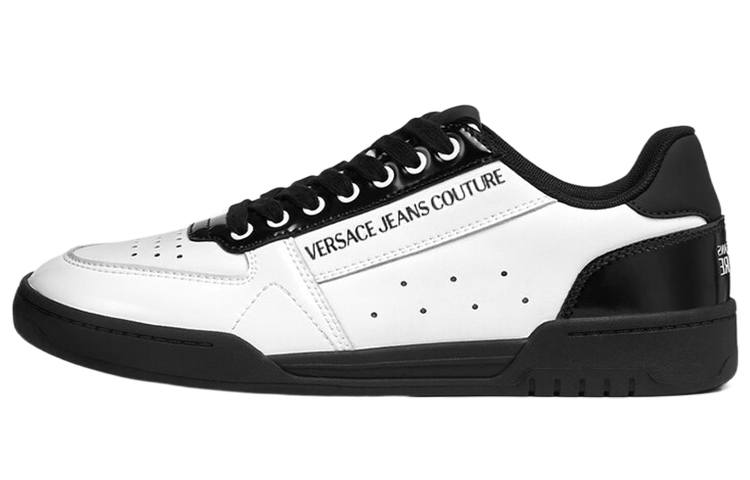 VERSACE JEANS COUTURE Leather Low top Skateboard Shoes Men's White Black