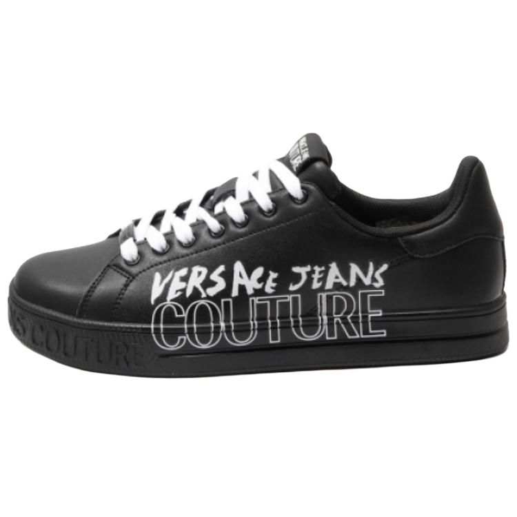 VERSACE JEANS COUTURE 88 Leather Low top Skateboard Shoes Men's Black