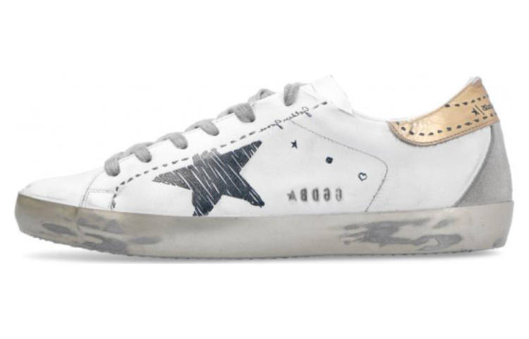 Golden Goose Super Star Low top Stylish Skateboarding Shoes Women's White Distressed