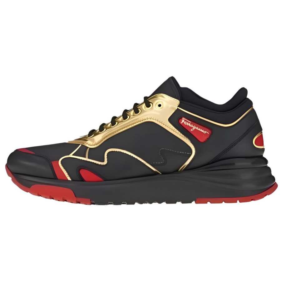 FERRAGAMO Leather Low top Casual Shoes Men's Black