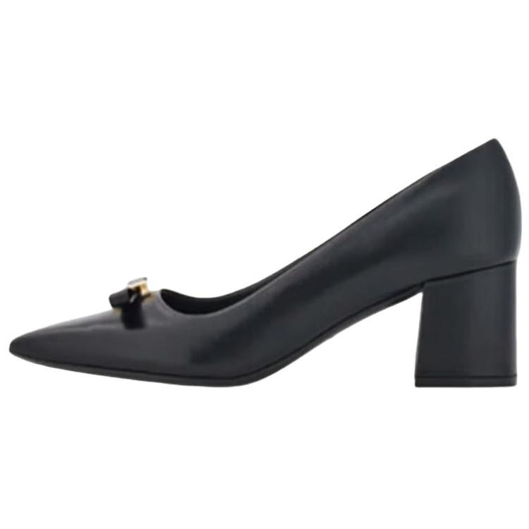 FERRAGAMO Cow Leather Chunky Heel High Heels 6CM Women's Black