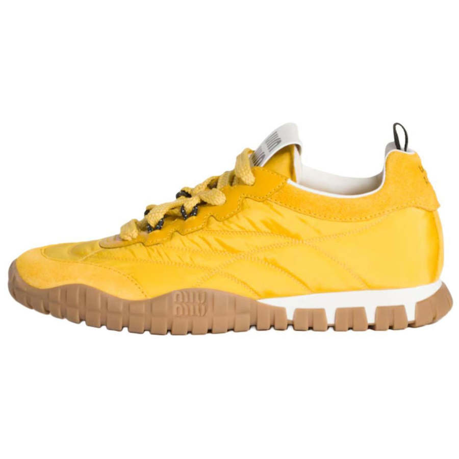 MIU MIU Tyre Suede Low top Casual Shoes Women's Yellow