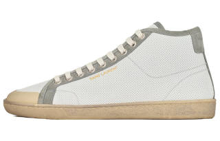 SAINT LAURENT SL/39 Court Classic Stylish Skateboarding Shoes Men's White Gray Distressed
