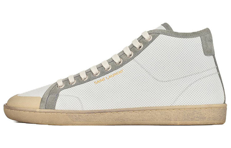 SAINT LAURENT SAINT LAURENT SL/39 Court Classic Stylish Skateboarding Shoes Men's White Gray Distressed