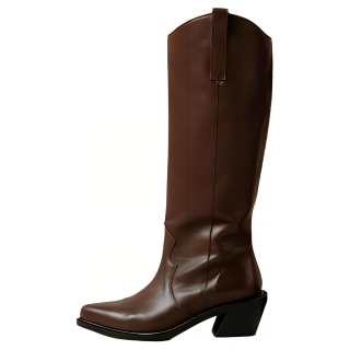 ALOHAS Leather Knee high Boots 5.5cm Women's Dark Brown