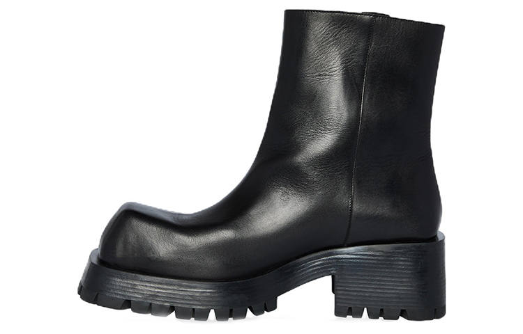 Balenciaga Trooper Cow Leather Minimalist Style Ankle Boots Men's Black