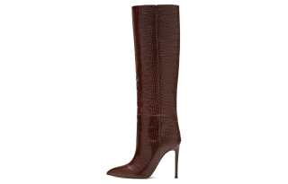 Paris Texas Stiletto Leather Knee high Boots 10.5cm Women's Dark Brown