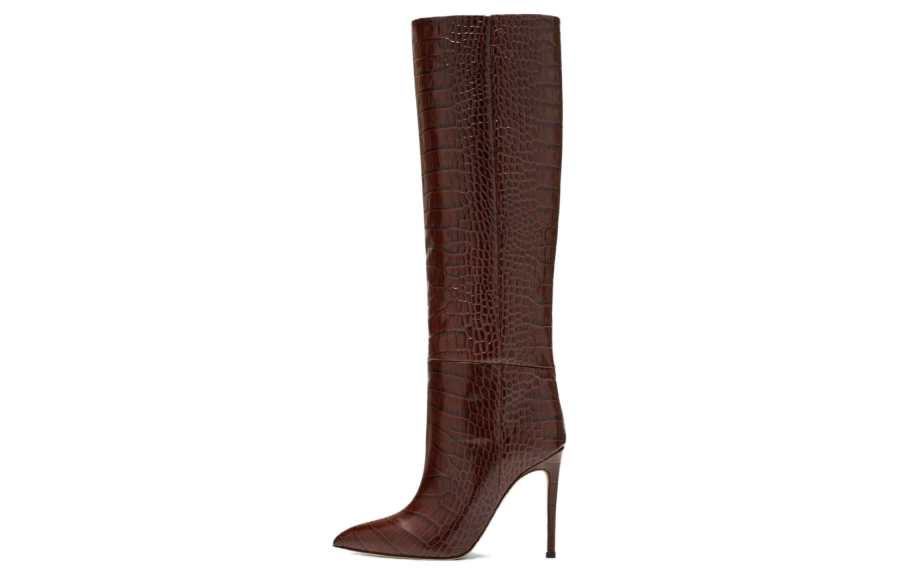 Paris Texas Stiletto Leather Knee high Boots 10.5cm Women's Dark Brown