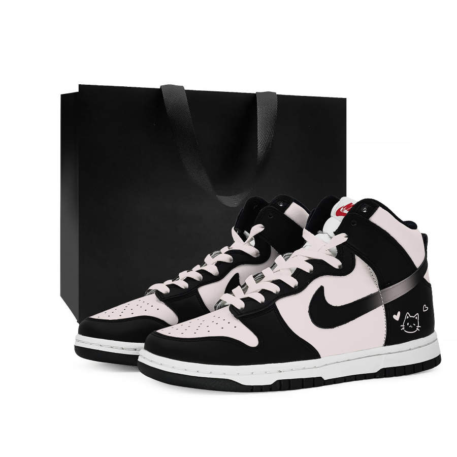 Nike Nike Dunk Thermal Cushioning Abrasion Resistant High top Skateboard Shoes Women's Black White Pink