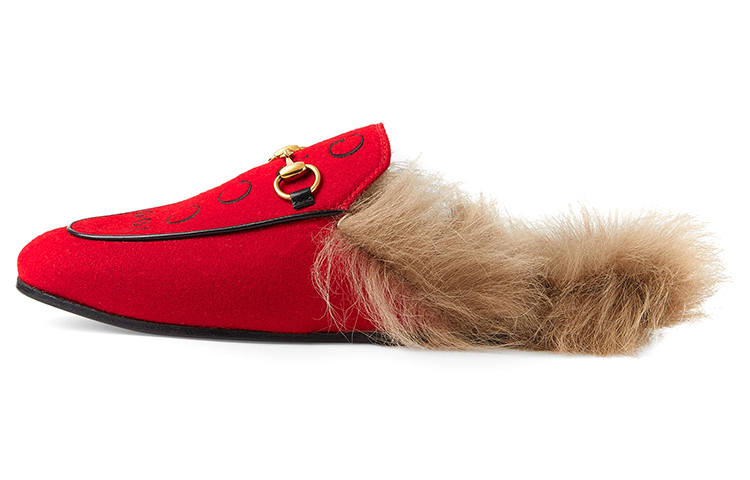 GUCCI 2015 Re Edition Princetown Closed Toe Slippers Women's Red