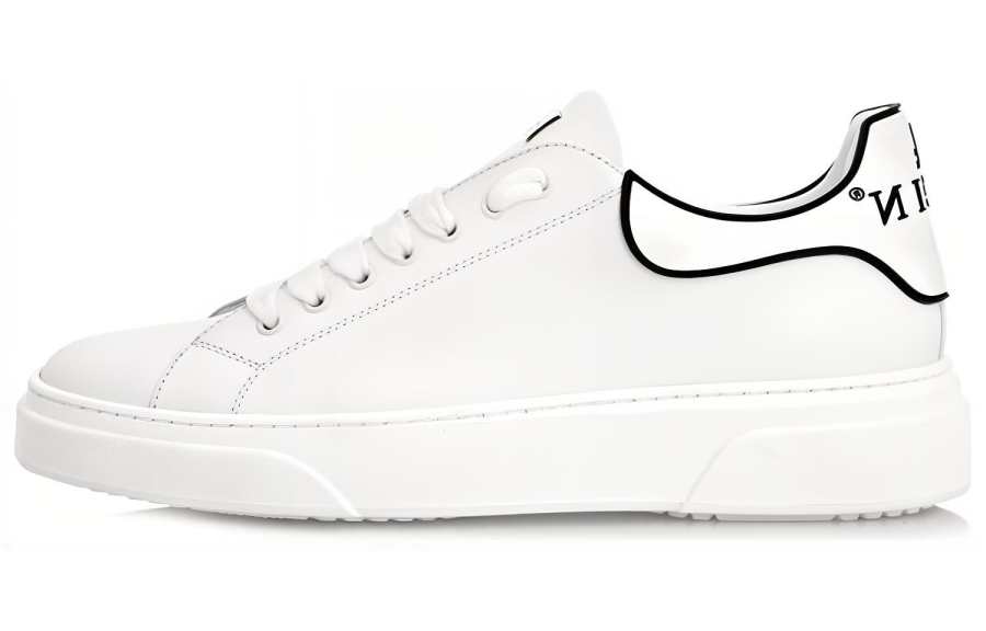 PHILIPP PLEIN Cow Leather Low top Stylish Skateboarding Shoes Unisex White