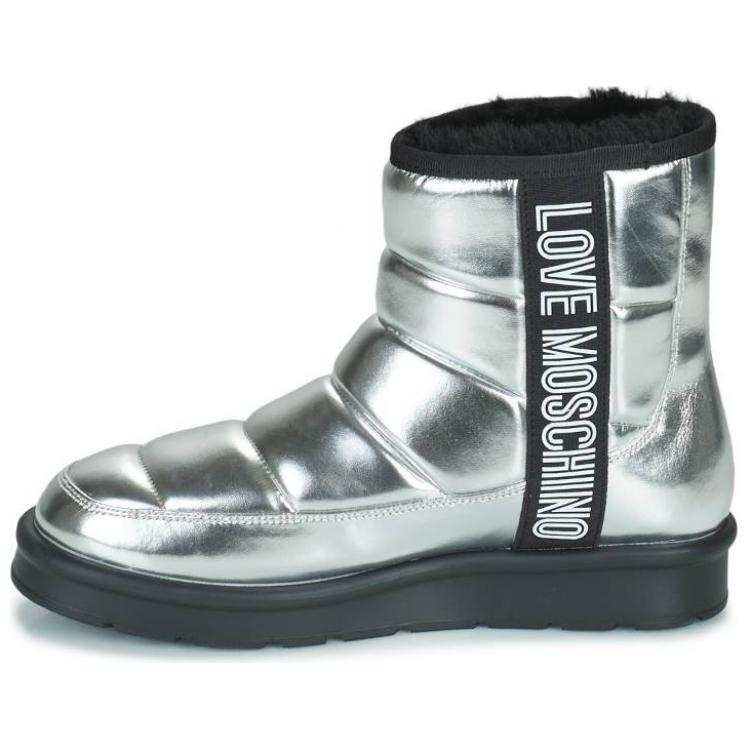 LOVE MOSCHINO Comfortable Round Toe Short Snow Boots Women's Silver