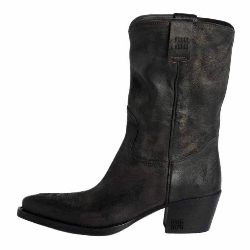 MIU MIU Leather Ankle Boots 4.5cm Women's Black