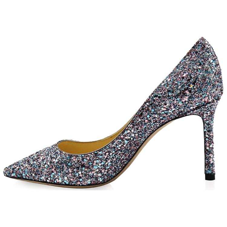 Jimmy Choo Romy Slim Heel High Heels 8.5cm Women's Blue Gray