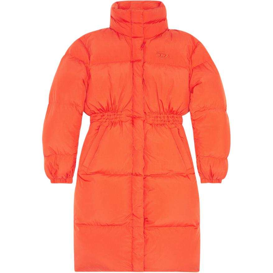 DIESEL Down Jackets Women's Spicy Orange Stand Collar Straight Fit