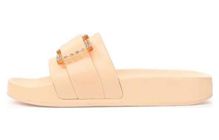 SERGIO ROSSI Rubber Sole Slide Slippers Women's Beige Yellow