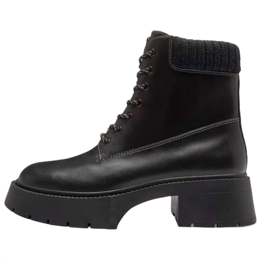 COACH COACH Leather 14.5cm Combat Boots 5.5cm Women's Black
