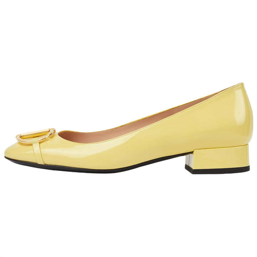 GUCCI Horsebit Patent Leather Casual Shoes 2.3CM Women's Light Yellow