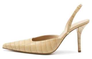 GIA BORGHINI Leather Slim Heel High Heels 8.5cm Women's Beige