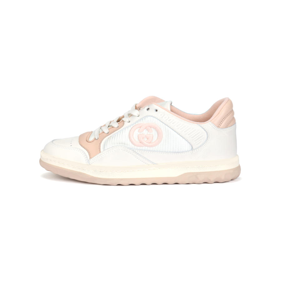 GUCCI MAC80 Leather Low top Skateboard Shoes Women's Ecru & Pink