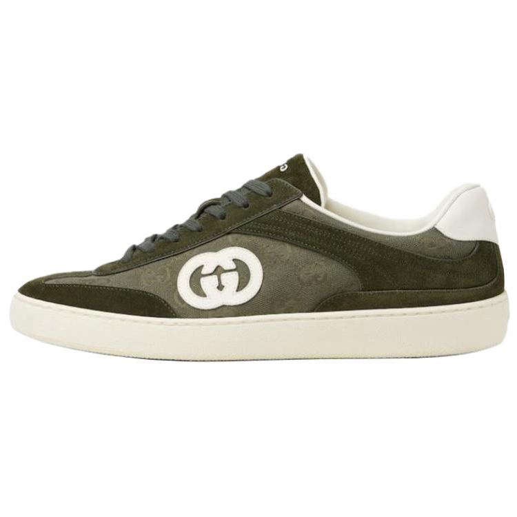GUCCI G75 Canvas, Suede Low top Skateboard Shoes Men's Green