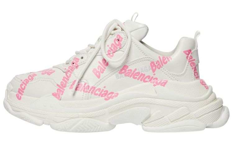 Balenciaga Triple S Logotype Trainers White Pink Women's