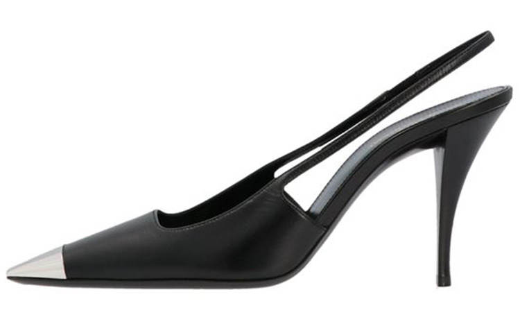 SAINT LAURENT Leather Slim Heel High Heels 9cm Women's Black