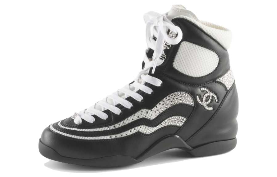 CHANEL Leather Cushioning, Wear Resistant High top Casual Shoes Women's