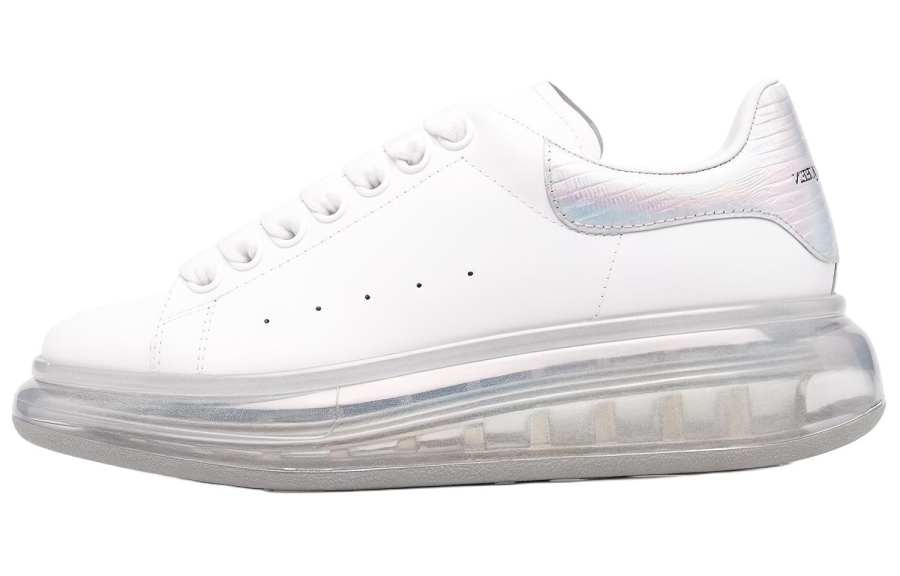 Alexander McQueen Leather Larry Oversized Sneakers 'White Iridescent' Women's