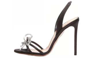 AQUAZZURA Satin Slim Heel One Strap Sandals 10.5 Women's Black