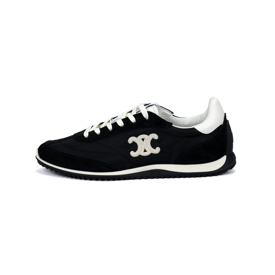 CELINE Racer Cow Split Leather Low top Casual Shoes Women's Black