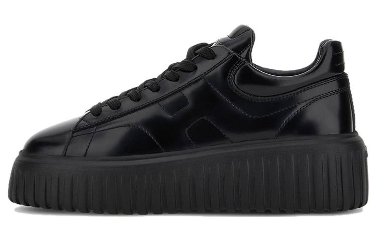 HOGAN H Stripes Leather Low top Skateboard Shoes Women's Black