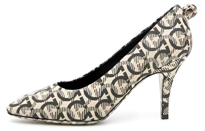 Ferragamo FERRAGAMO Fabric Slim Heel High Heels 8.5cm Women's Beige Black
